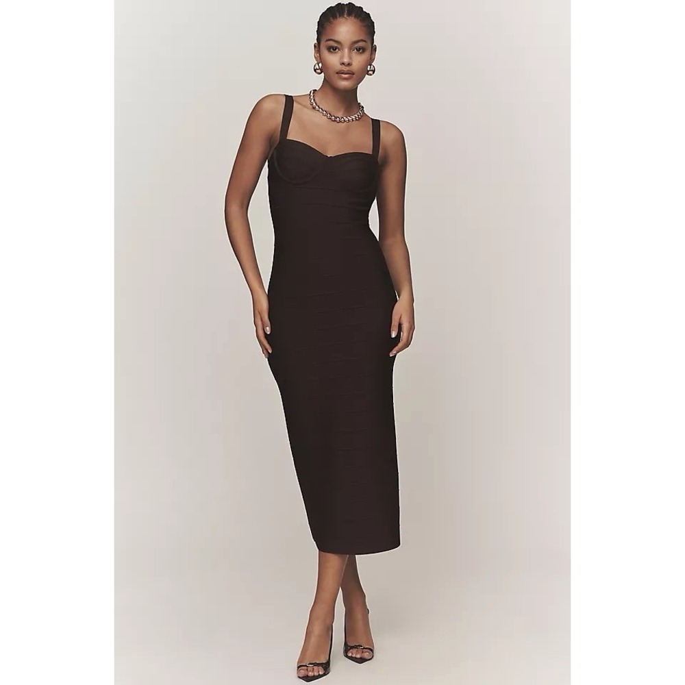 Anthropologie Siempre Sweetheart Bandage Maxi Dress MSRP $228 PETITE  NWT S